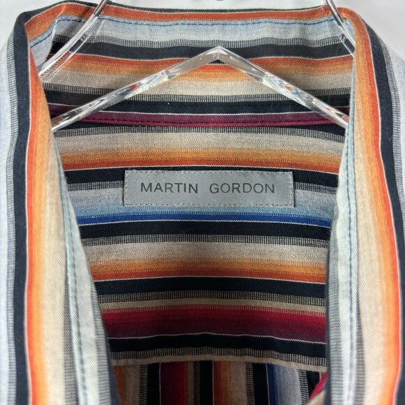 Martin Gordon striped shirt M button down long sl rainbow multicolored office - Picture 3 of 11